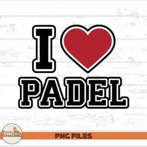 Ich liebe Padel Design: Herz SVG, PNG (Digital Download)