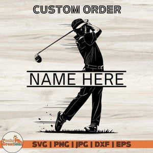 Custom Golf SVG, Personalized Golf Player Clipart, Golf Shirt Design for Cricut, Golf Gift for Dad, Golf Player SVG File, Digital Download