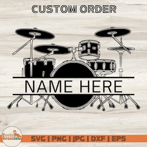 Custom Drum Set SVG File, Drum DXF, Drumset Svg, Drum Png, Music Drums Rock Band Cricut Svg, Drum SVG Files, Instant Download
