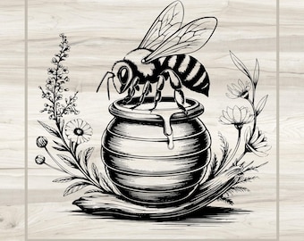 Honey Bee SVG: Floral Bumble Bee Clipart (Digital Download)