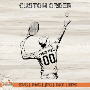 Custom Tennis Player SVG, Personalized Tennis Jersey SVG, Tennis Serve svg, Digital Download, Split Tennis Svg, custom tennis mug