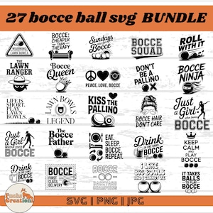 Bocce Ball SVG Bundle: 27 Funny Lawn Bowls Designs, Backyard Game Quotes (Digital Download)