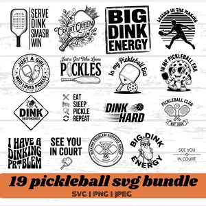 Pickleball SVG Bundle: 19 Funny Sports Quotes & Designs (Digital Download)