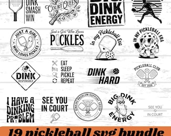 Pickleball SVG Bundle: 19 Funny Sports Quotes & Designs (Digital Download)
