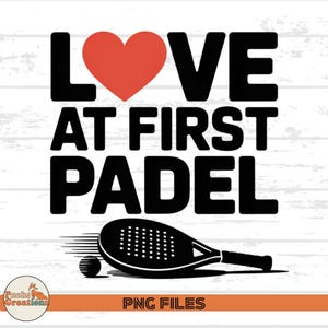 Liebe auf den ersten Padel PNG SVG: Typografie Design (Digitaler Download)