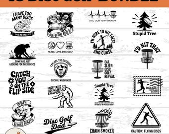 19 Disc Golf SVG Bundle: Funny Frisbee Designs & Sport Quotes (Digital Download)