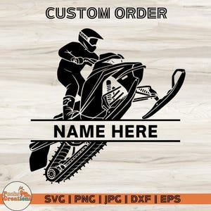 Snowmobile Rider SVG, Personalizowany wyścig skuterów śnieżnych SVG, Niestandardowy tekst skutera śnieżnego SVG, Jazda na sankach SVG, Niestandardowa nazwa SVG, Spersonalizowany SVG
