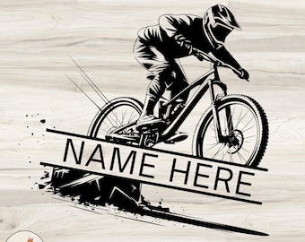 Custom Mountain Bike Rider SVG: Personalized Bicycle Laser Cut (Digital Files)