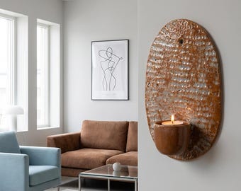 Applique da parete in ceramica gres realizzata a mano – Portacandele minimalista