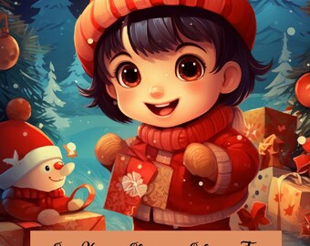 Kawaii Christmas Coloring Book Printable, Cute Kids Activity, Christmas Printables, Fun Coloring Pages, Holiday Gift
