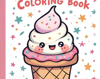 Kawaii Food Coloring Book for Kids, Printable Activity (PDF)