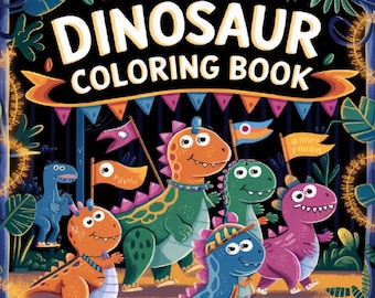 Cute Dinosaur Coloring Book Printable, Dinosaur Activity for Kids, Fun Kids Activity, Digital Coloring Download