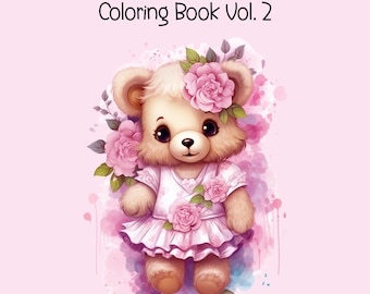 Libro para colorear de ositos de peluche con flores, actividad para niños (imprimible)