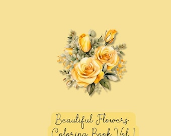 Målarbok med vackra blommor, blomsterkonstsidor (digital nedladdning)