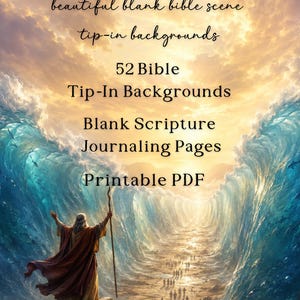 Tips voor Bijbeljournaling, 52 afdrukbare pagina's met Bijbelse taferelen, PDF met Bijbeltekstachtergronden