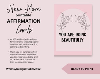 New Mom Affirmation Cards, Inspirational Quotes (Digital Download)