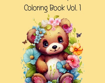 Libro para colorear de ositos de peluche con flores, actividad para niños (imprimible)