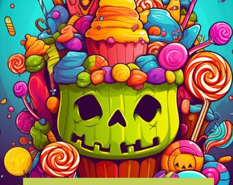 Kawaii Candy Halloween Coloring Book | Spooky Sweet Printable Pages (Digital Download)