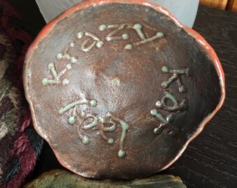 Krazy Kat Lady trinket dish stoneware hand made