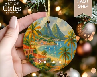 Saint Lucia Christmas Ornament  Hand-Painted Style Tropical Holiday Keepsake