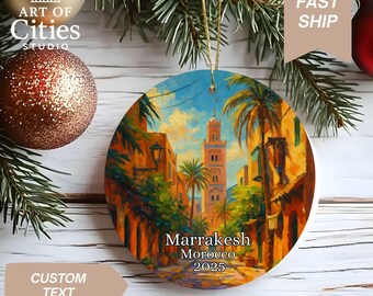 Marrakesh, Morocco 2025 Christmas Ornament Oil Hand-Painted Style Holiday Keepsake