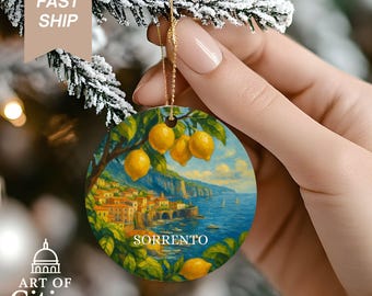 Sorrento Italy Christmas Ornament Hand-Painted Style Amalfi Coast Holiday Keepsake