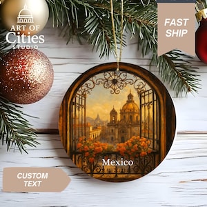 Mexico City Cathedral Christmas Ornament Hand-Painted Style Holiday Keepsake, Holiday Gift, Home Decor, Unique Souvenir, Boho Style