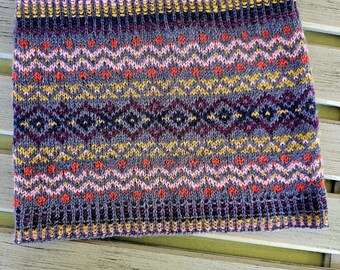 Teal and White Handknit Nordic Cowl - Etsy display picture 1