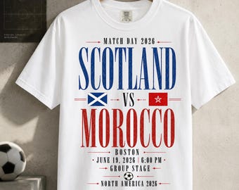 Vintage Scotland vs Morocco Soccer Shirt, Match Day 2026 Tee, Scotland 2026 Shirt, Morocco Fan Shirt