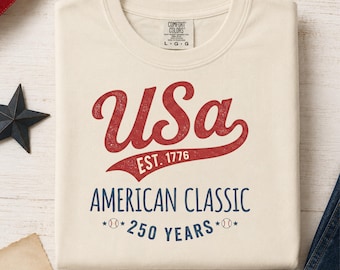 USA American Classic Shirt, 1776 2026 America 250 Tee, Patriotic Baseball Style T-Shirt