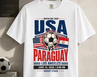 Vintage USA vs Paraguay Fußball-Trikot, Spieltag 2026 T-Shirt, USA 2026 Trikot, Paraguay Fan-Trikot