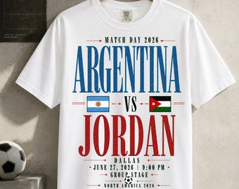 Vintage Argentina vs Jordan Soccer Shirt, Match Day 2026 Tee, Argentina 2026 Shirt, Jordan Fan Shirt