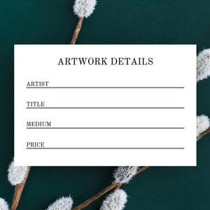 Etiquetas para exhibiciones de arte, tarjetas de exhibición para museos, etiquetas de pared para artistas imprimibles, descarga digital instantánea, placas de pared para artistas, etiquetas de arte para artistas