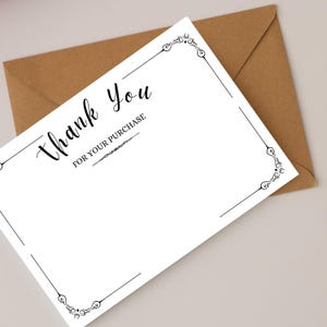 Carte de remerciement A5 Imprimable instantanée 5 x 7 Remerciements pour entreprise Cadeaux de remerciement Note de remerciement pour l'achat Modèles d'entreprise
