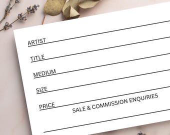 Art Exhibition Label Museum Display Cards Printable Artist Wall Labels ...