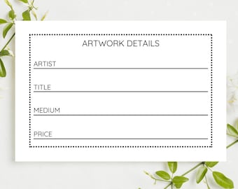 Printable Art Exhibition Wall Display Cards Instant Printable Download Artist Wall Plaque For Artists  Description Exhibition Display Card