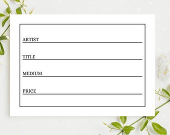 Printable Artist Exhibition Wall Display Cards Instant Printable Download Art Wall Plaque For Artists  Description Exhibition Display Card