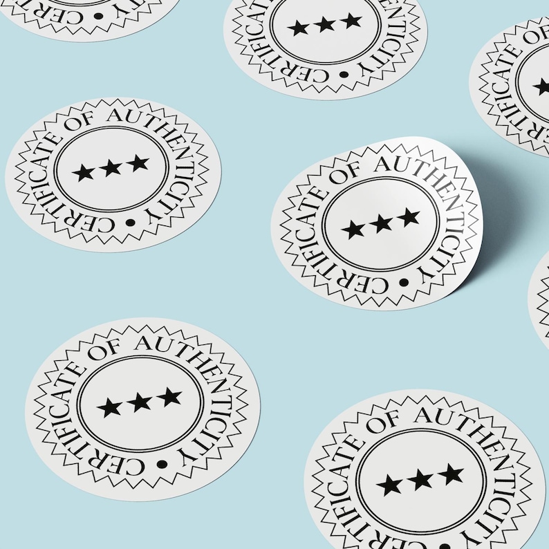 Stickers Certificate Authenticity Label for Artist Round Envelope ...