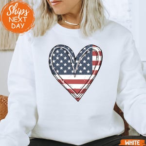 American Flag Heart Sweatshirt, Patriotic Celebration Graphic Hoodie, Freedom Sweater, Independence Day Gift for Family, Women American Flag
