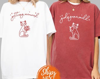 Girls Gone Mild Bachelorette Cat Shirt, Slumber Party Bach Tee, Pajama Sleepover Bridesmaid Gift, Cat Lover Bride Squad Trip Top