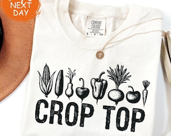 Womens Gardening Vegetable T-Shirt, Funny Crop Top with Veggie Design, Humorous Garden Shirt, Cute Farmer Tee, Plant Lover Fashion for Women