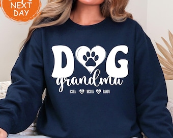 Personalized Dog Grandma Sweatshirt, Custom Pet Names Hoodie, Dog Mamaw Gift, Dog Lover