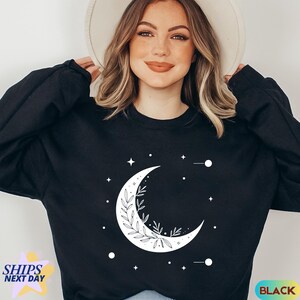 Crescent Moon Sweatshirt, Celestial Aesthetic Sweater, Moon Phases Hoodie, Astrology Gift for Her, Boho Festival Moon, Cute Mothers Day Gift