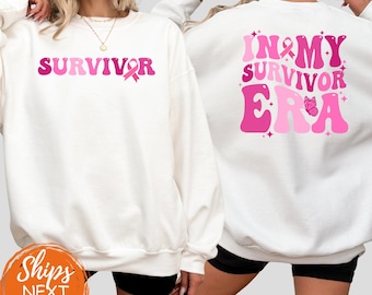 In My Survivor Era Breast Cancer Sweatshirt, Breast Cancer Warrior Top, Pink Ribbon Survivor Gift, Breast Cancer Awareness Month Crewneck
