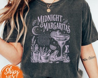Midnight Margaritas Shirt, Witchy Comfort Colors Tee, Spooky Margarita Club Gift, Halloween Witch Aesthetic Clothes, Practical Magic Vibe