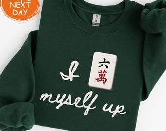 I Crack Myself Up Sweatshirt, Retro Mahjong Tile Lover Gift, Funny Mahjong Player Graphic Hoodie, Mahjong Game Night Outfit