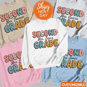 Custom 2nd Grade Teacher Sweatshirt, Personalized Second Grade Classroom Sweater, Elementary School Staff Custom Teacher Appreciation Hoodie