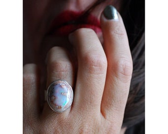 Dollybird Opal Glow Ring Rainbow Fire Opal Mother's Day Gift