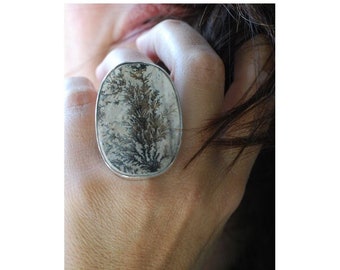 Below the Ocean Ring Scenic Dendritic Agate Mother's Day Gift