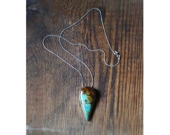 Kingman Turquoise Tear Drop Pendant Golden Matrix American Southwest